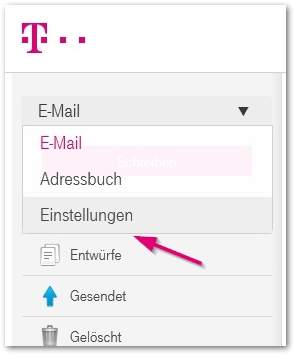 Zeigt das Menü in Business Webmail